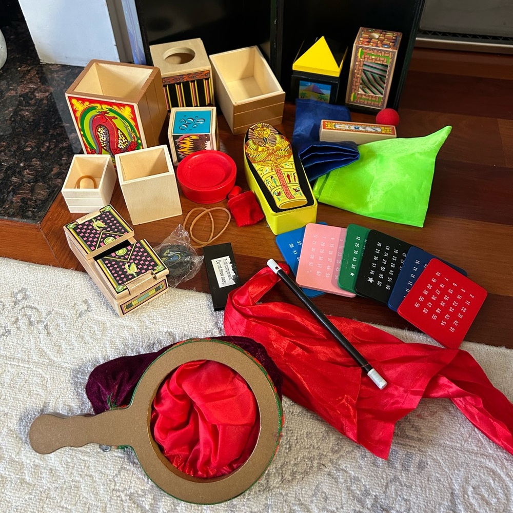 Melissa & Doug Kids Magic Set with Red Scarves and Multicolor Props